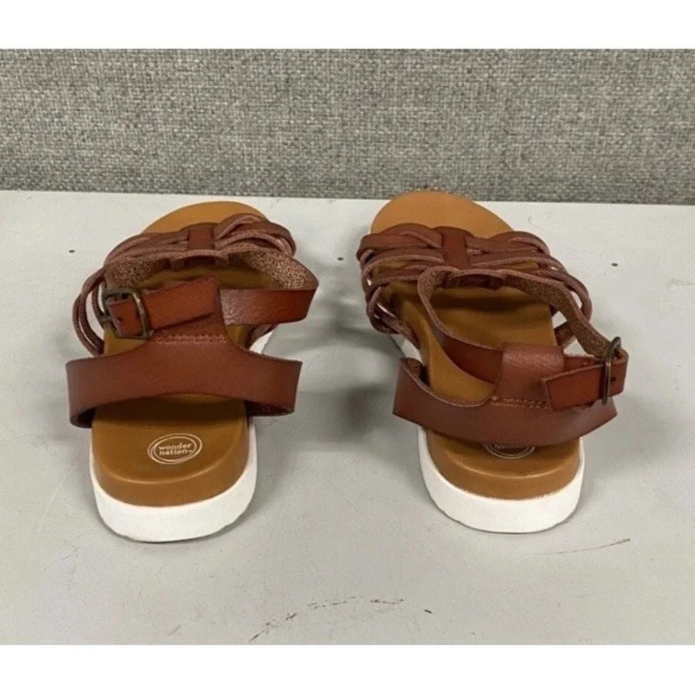 Wonder Nation Girls‎ Brown Sandals 11 Comfort Footbed Buckle Snap Strap NWOT